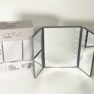 Coby Vanityz Trifold LED Mirror Grey 1x 2x 3X Magnification NEW